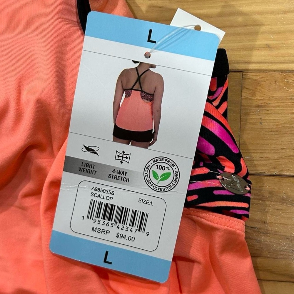 NWT Zeroxposur Tankini Swim Top Women Size Large Pink 4way Stretch Athleisure - Picture 5 of 6